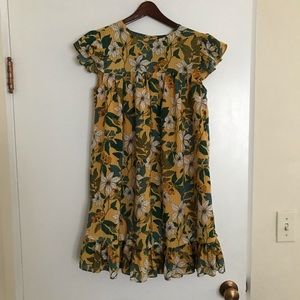 Who What Wear Yellow retro style flower dress.